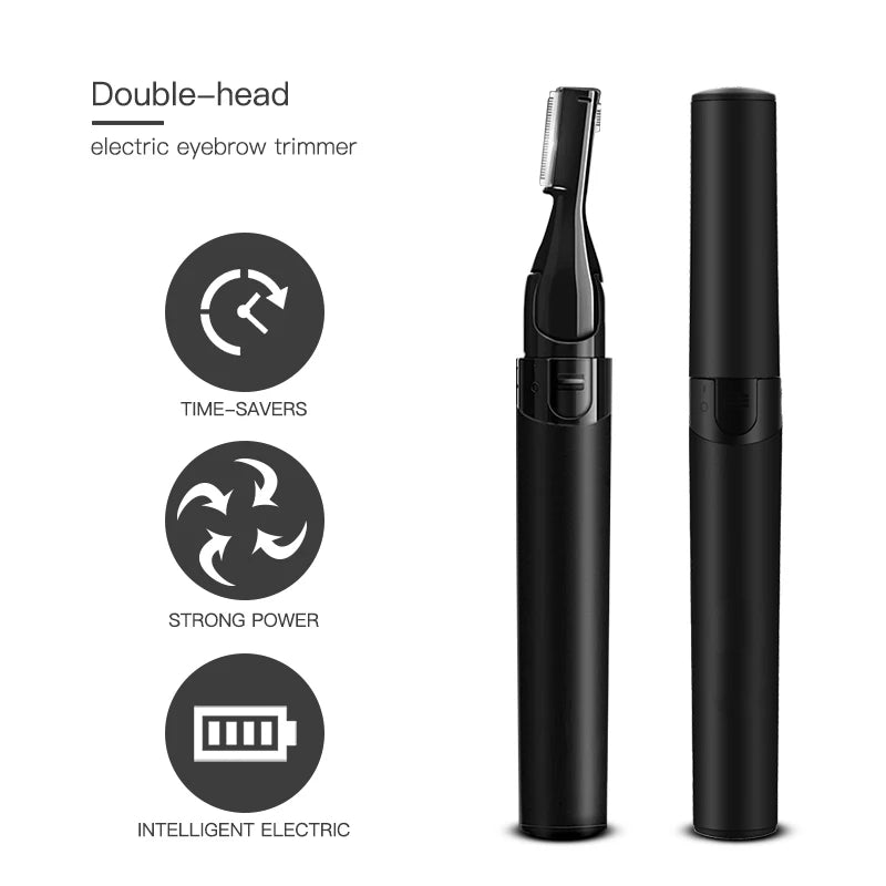 Double Ended Electric Eyebrow Trimmer Lady Eyebrow Trimmer Automatic Shaving Device Hair Removal and Trimming Tool Peaceful Pleasures Health and Wellness
