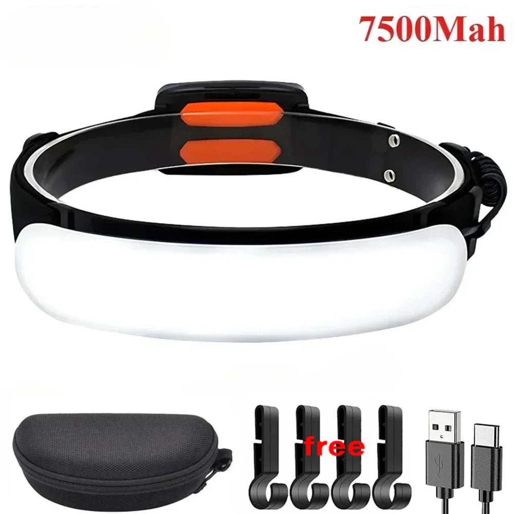 KDULIT COB LED Headlamp 7500mAh Rechargeable Wide Beam Torch