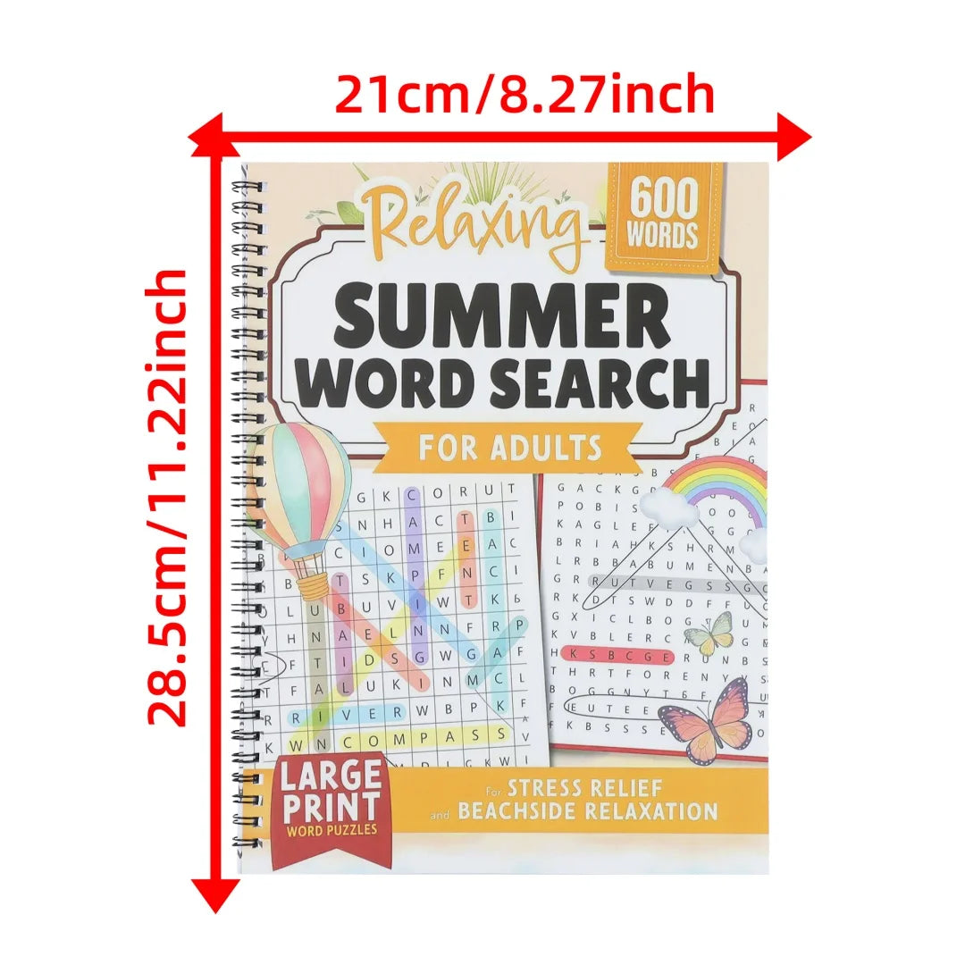 A4 Large Print Summer Word Search Book 600 Words Puzzles Adults
