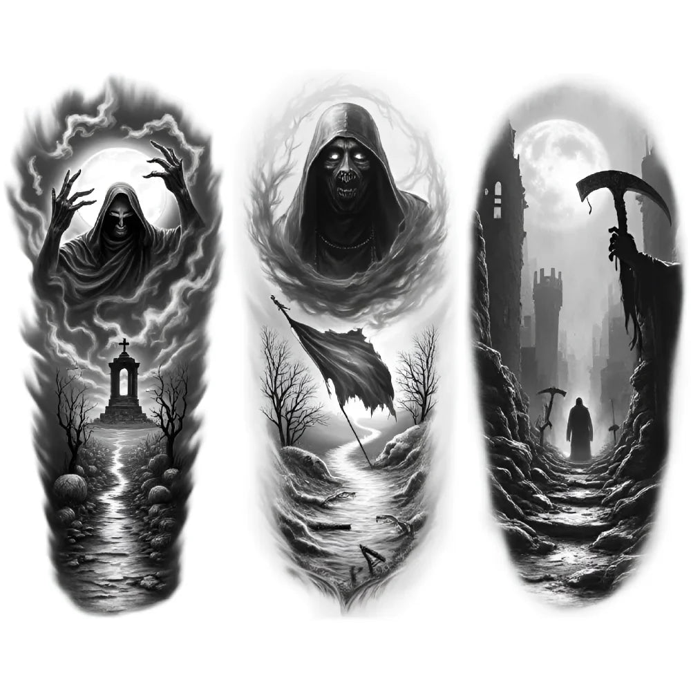 3-Pack Gothic Temporary Tattoos – Waterproof Dark Symbol Body Art