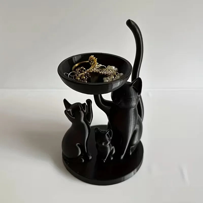 3D Printed Black Cat Storage Tray Set of 3 | Jewelry & Keys