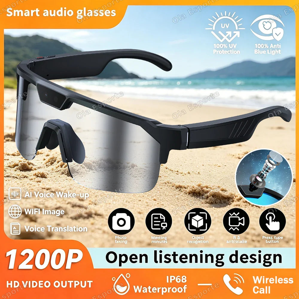 AI Smart Glasses 8MP Camera Bluetooth Translation | Ola Esporte