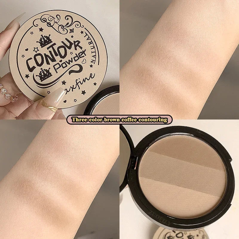 3 in1 Three Colors Powder Tray Blush Contouring Waterproof Long Lasting Delicate Natural Face Makeup Peaceful Pleasures Health and Wellness 01