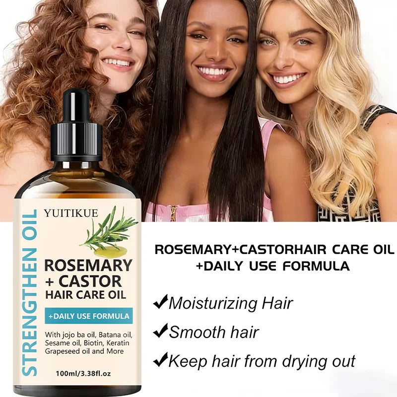 YUITIKUE Rosemary & Castor Strengthening Hair Oil 100ml Strengthening Hair Oil Peaceful Pleasures Health and Wellness