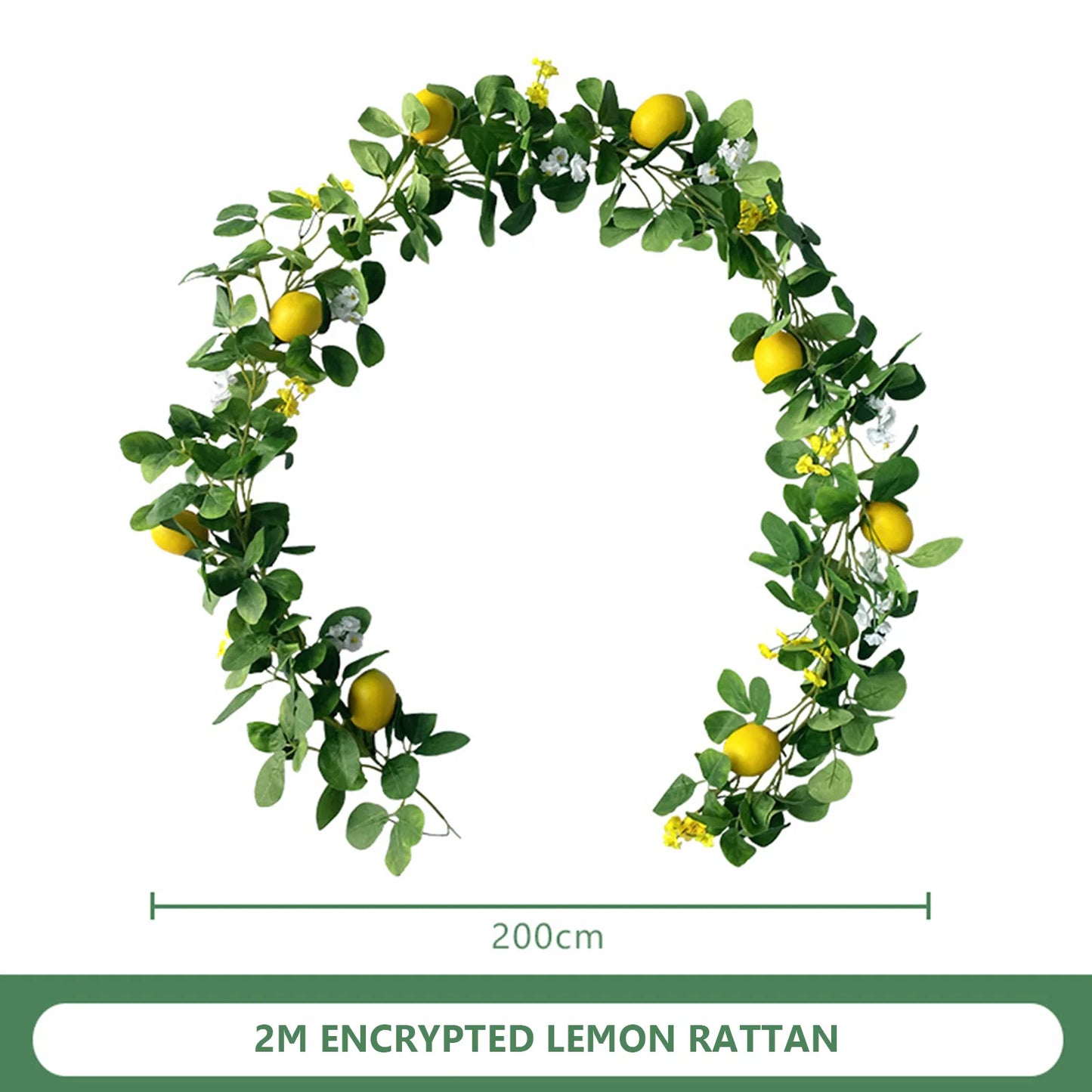 Artificial Lemon Garland Hanging Rattan Fake Eucalyptus Leaves Front