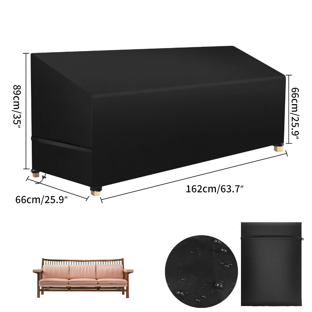 Outdoor Furniture Dust Cover 210D Oxford Cloth Garden Chair Cover Sofa Cover Waterproof Outdoor Patio Table Furniture Cover Peaceful Pleasures Health and Wellness Rectang 162x66x89CM
