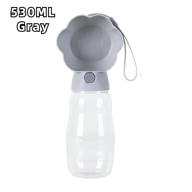 530ML Large Dog Water Bottle For Small Big Dogs Portable Travel Pet Drinking Bottle Water Container Puppy Cat Drinker Feeder Peaceful Pleasures Health and Wellness GRAY