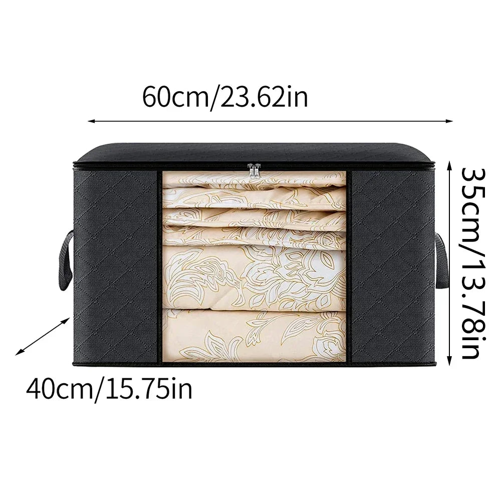 Quilt storage bag, clothing sorting bag, moving and organizing household bedding storage box, supplies Peaceful Pleasures Health and Wellness Black 90L 60x40x35cm