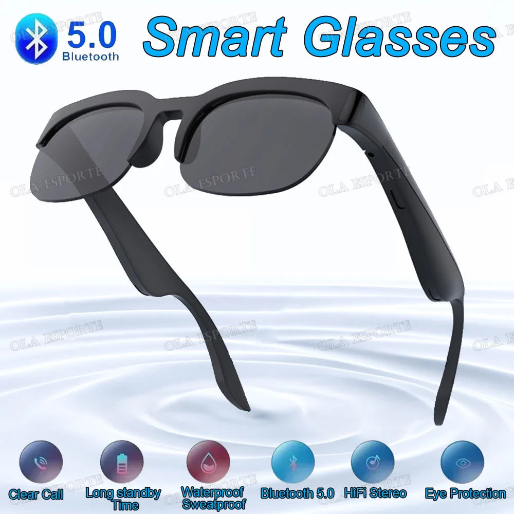 New Camera Control Smart Glasses 2026 Music Sunglasses Headphones Wireless Bluetooth Call Headset HIFI Audio glasses For Android Peaceful Pleasures Health and Wellness Bk-Bk