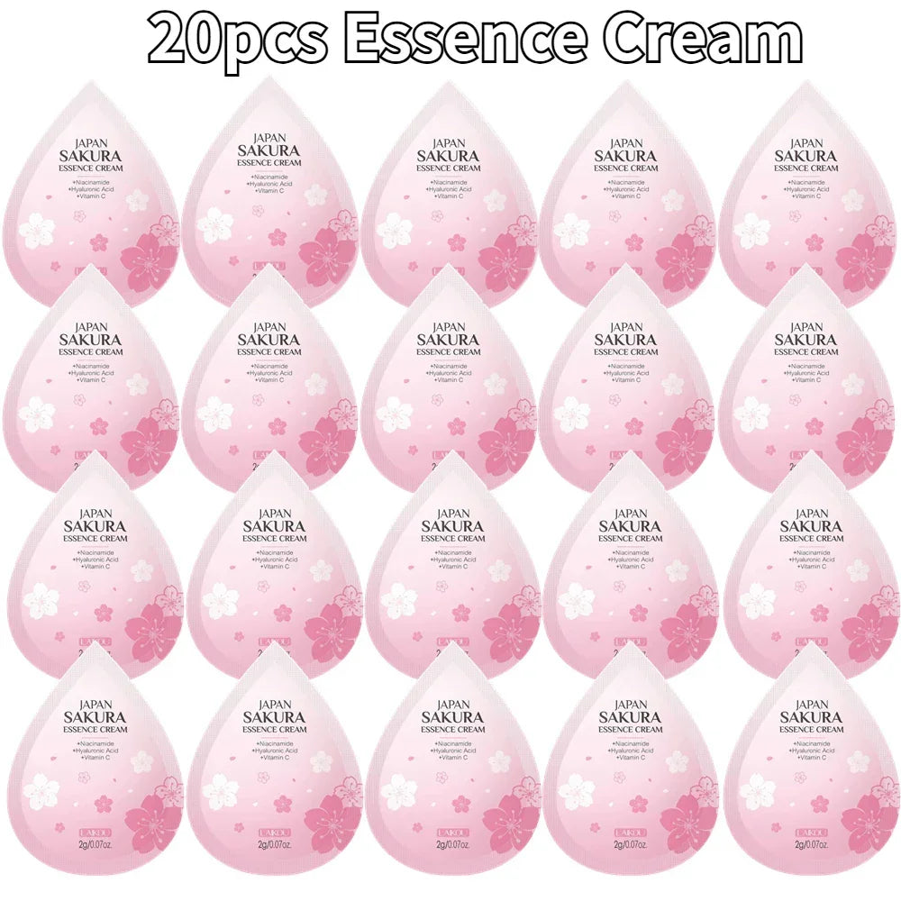 Japan Sakura 4pcs Travel Size Skin Care Kit, Brightening Moisturizing Anti-Oxidation, Portable Complete Facial Care For Women Peaceful Pleasures Health and Wellness 20pcs Cream