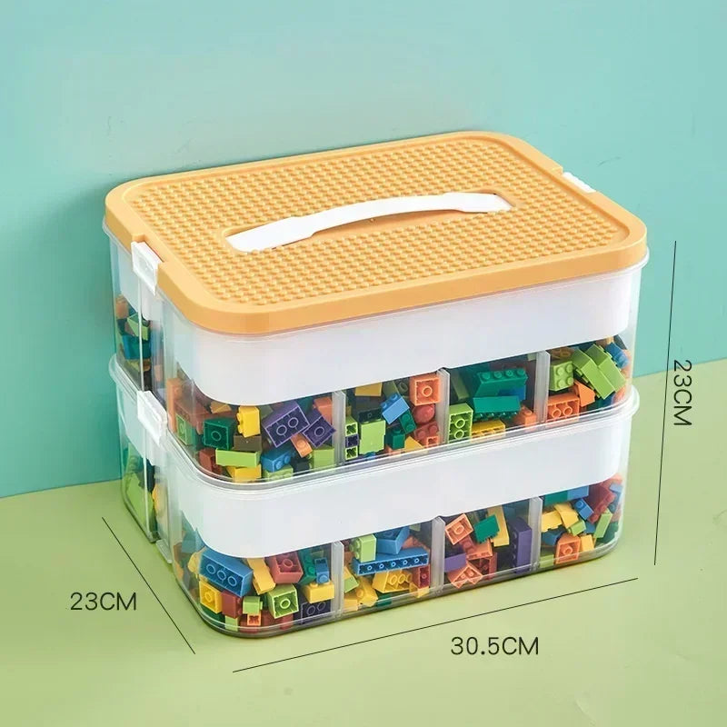 Stackable Lego Storage Case with Lids & Adjustable Dividers