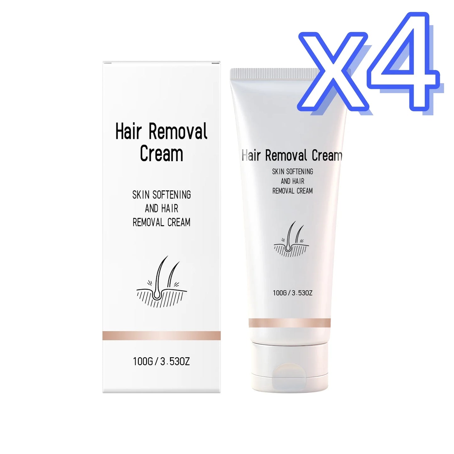 Instant Painless Hair Removal Cream for Smooth Skin Peaceful Pleasures Health and Wellness 100g Boxed x 4PCS