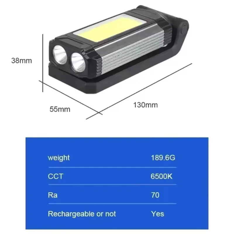 2026 New Magnetic COB Work Light Type-C USB Rechargeable LED Flashlight Portable Camping Lantern with Power Bank Function Peaceful Pleasures Health and Wellness