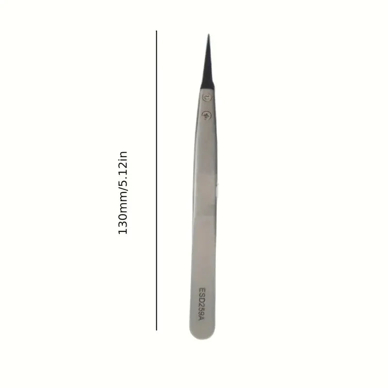 ESD-Safe Precision Tweezers Anti-static Tips Heavy-duty Metal