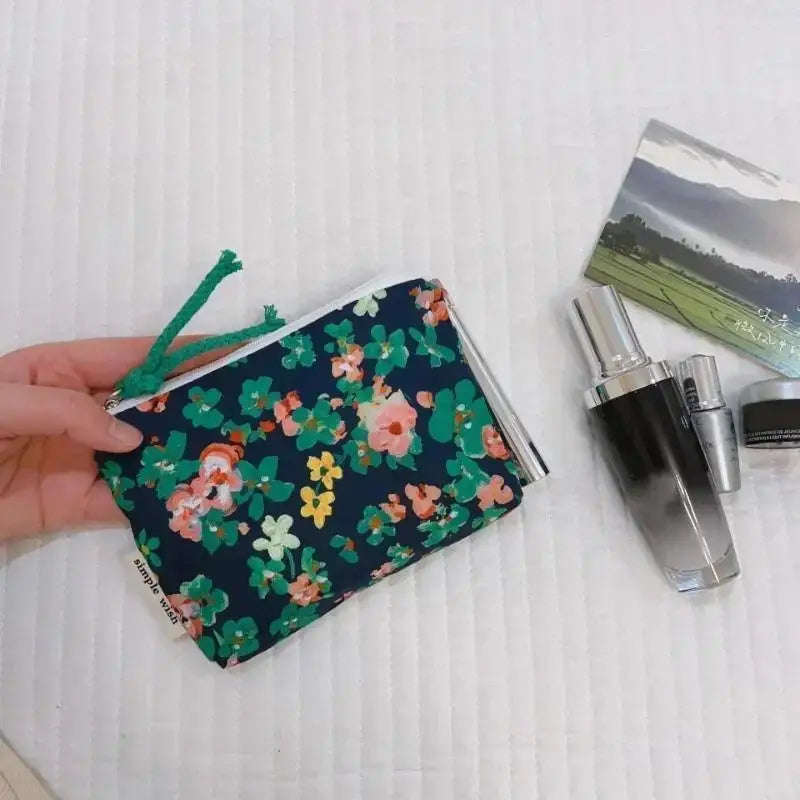 Floral Cotton Mini Cosmetic Pouch | Travel Makeup Organizer