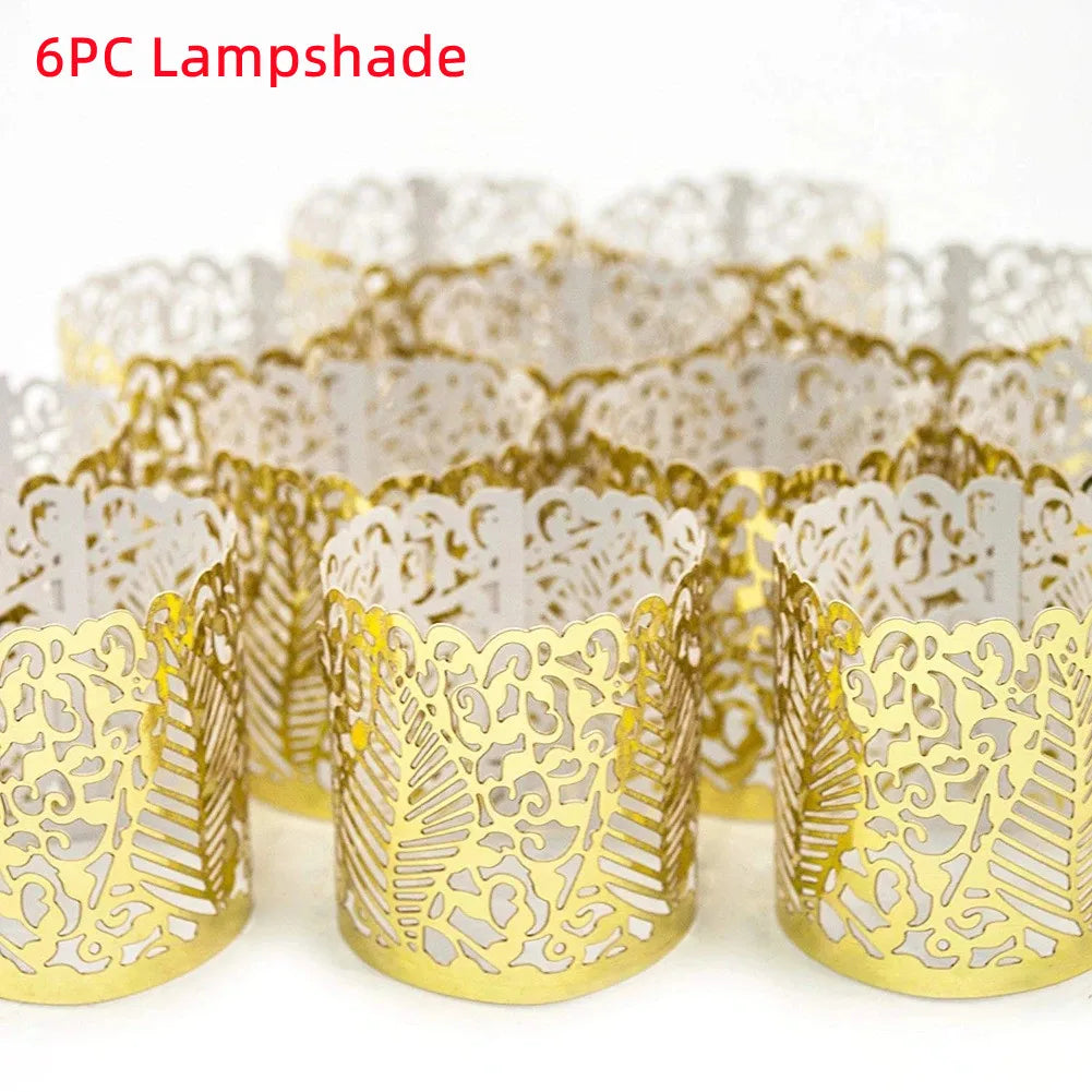 Flameless Tea Light Candles Battery Operated Votive LED Tealights with Paper Lampshade for Festival Party Wedding Holiday Peaceful Pleasures Health and Wellness 6PC Lampshade
