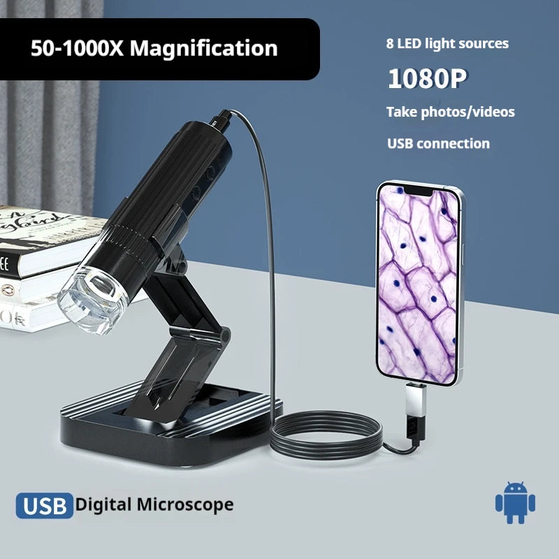 Wifi Electron Microscope 1000X Mobile Phone Microscope Digital Magnifying Glass Skin Detection Microscope Peaceful Pleasures Health and Wellness