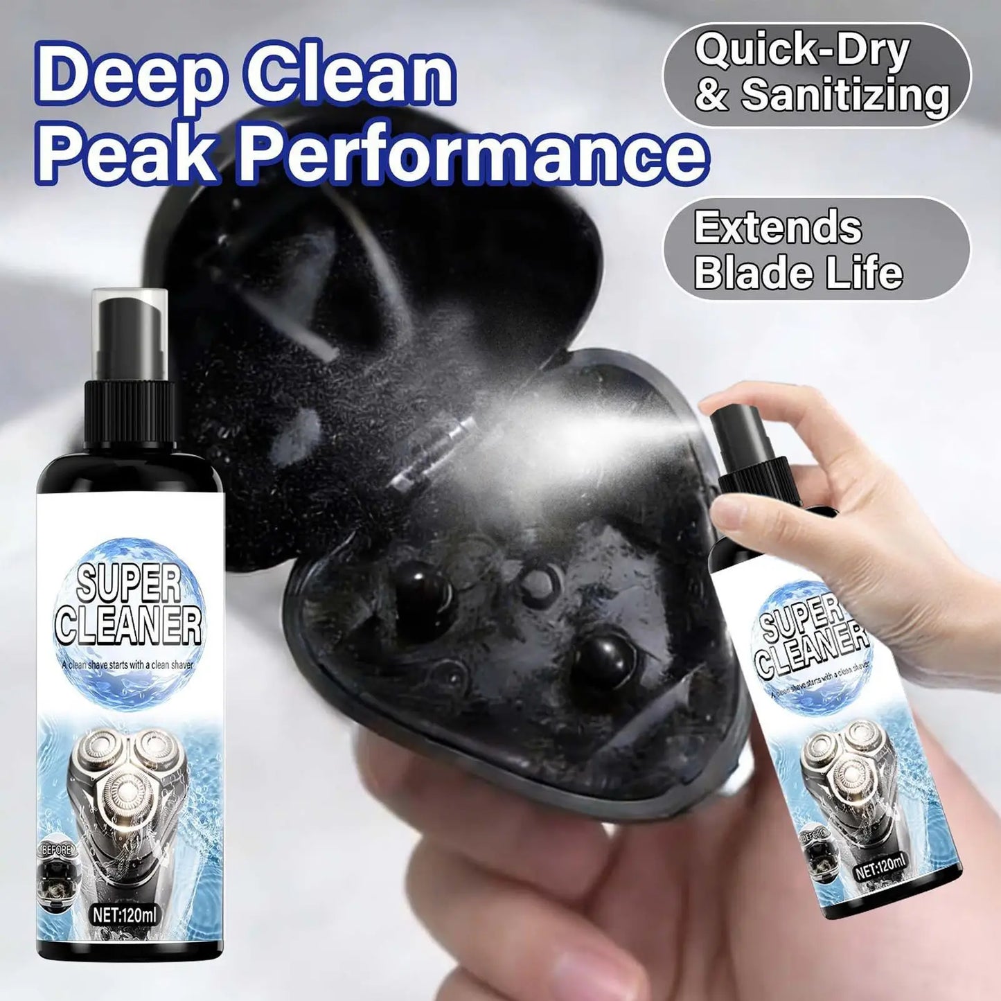 Electric Shaver Cleaner Spray 120ml with Brush | Trimmer Care