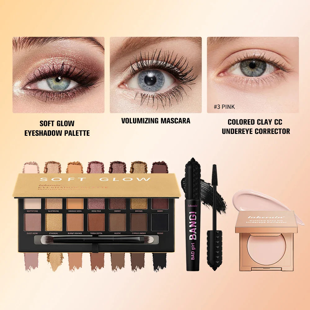 3-Piece Eye Makeup Kit: CC Corrector, Eyeshadow & Mascara