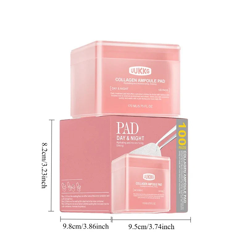 100-Pack Collagen Makeup Remover Cleansing Pads – All Skin Types