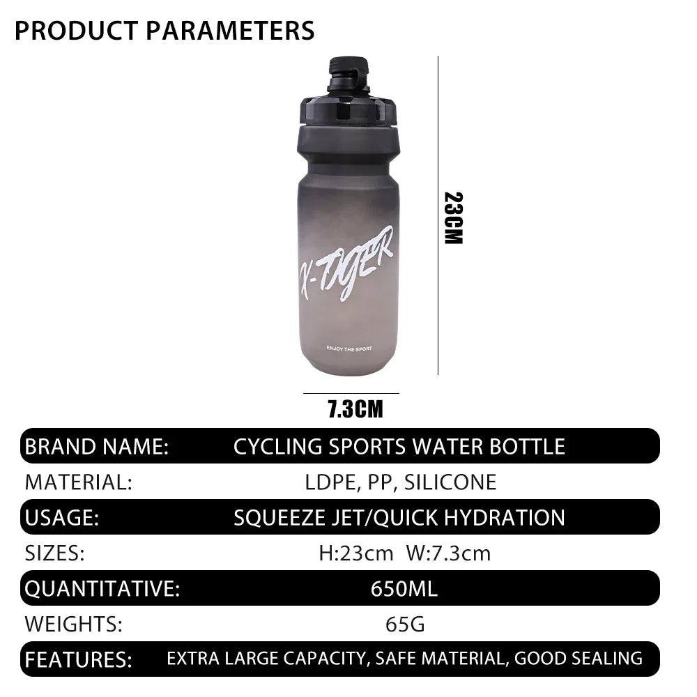 X-TIGER 650ml Cycling Water Bottle – BPA-Free Squeeze & Leak-Proof