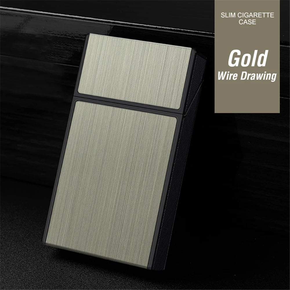 Long Cigarette Case Ultra Thin Flip Cover 20pcs Cigarettes For 100mm Storage Container Box Tobacco Case Smoking Tool Men's Gifts Peaceful Pleasures Health and Wellness Gold