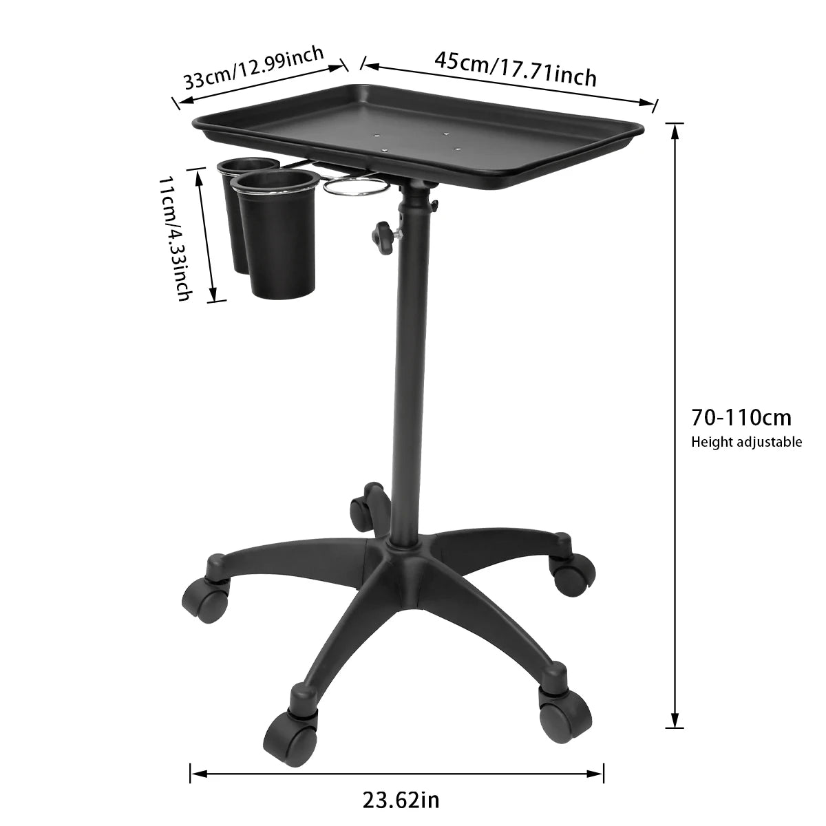 Salon Trolley Rolling Cart Height-Adjustable Hair Tool Tray Cart for Spa Tattoo Trolley Barber Service Cart Storage Stand Peaceful Pleasures Health and Wellness