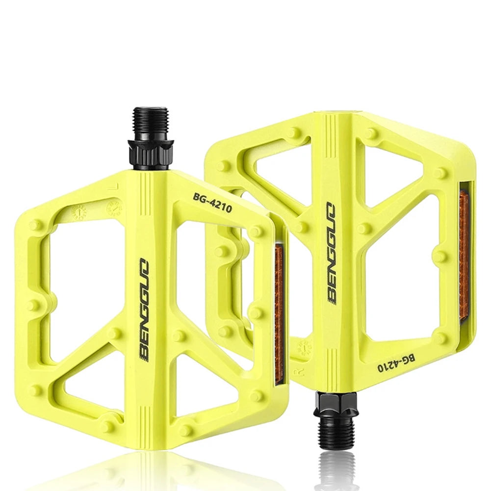 Ultralight Nylon Bike Pedals with Reflector – Double DU Bearing Peaceful Pleasures Health and Wellness Yellow United States