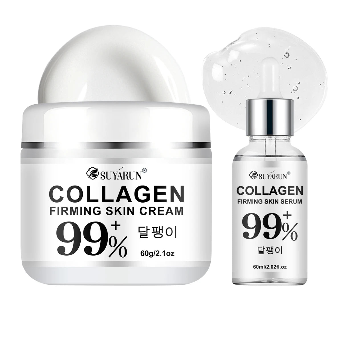 SUYARUN Anti-Aging Collagen Cream & Serum Set - Moisturizing, Wrinkle Reduction, Firming, Brightening - Free Shipping. Peaceful Pleasures Health and Wellness 60g-60ml