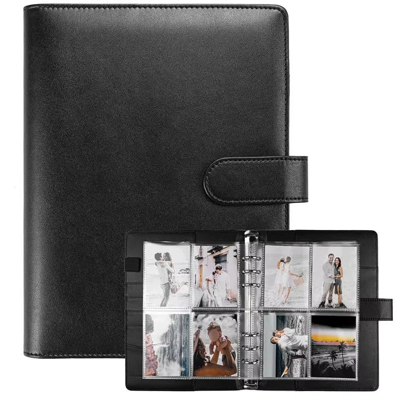 A5 Notebook Photocard Binder 4 Pockets Sleeves 6 Ring PU Leather