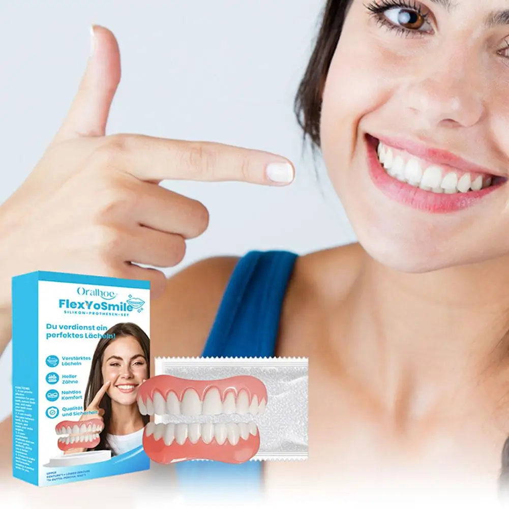 Soft Silicone Denture Kit – Upper & Lower False Teeth Set Silicone Denture Kit Peaceful Pleasures Health and Wellness