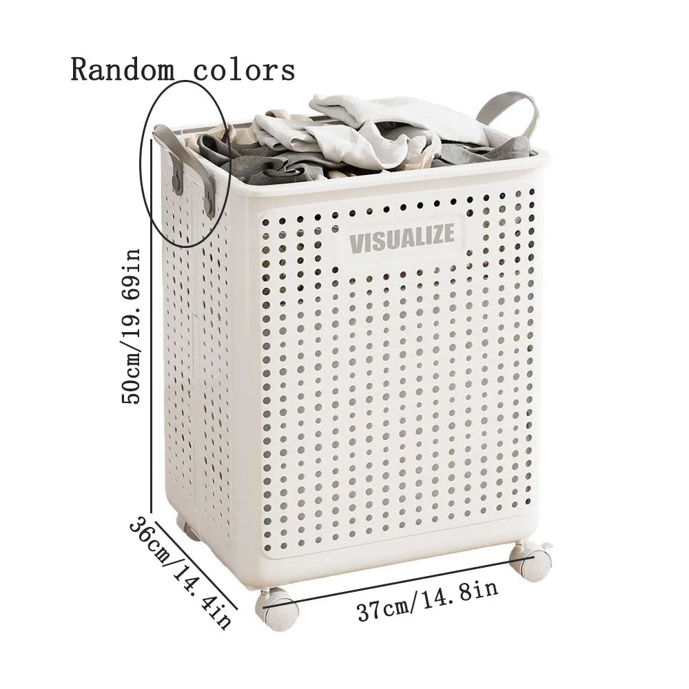 Rolling Foldable Laundry Basket with Wheels – Large Capacity