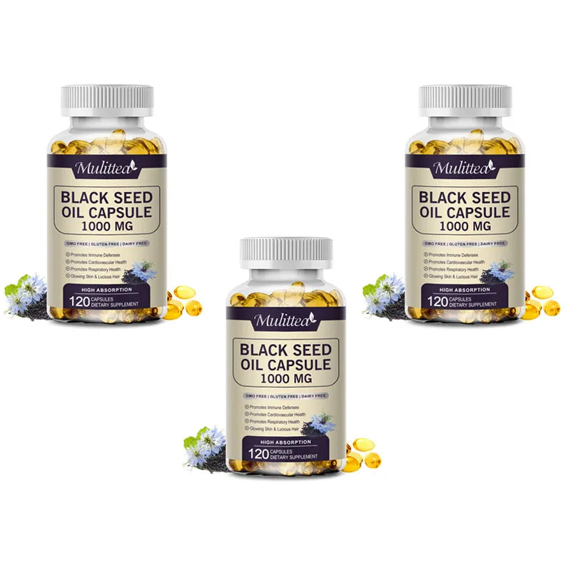 Black Seed Oil Capsules – Hair, Skin, Digestion, Immunity & Blood Pressure | 120 Count Peaceful Pleasures Health and Wellness 120pcs 3bottles United States