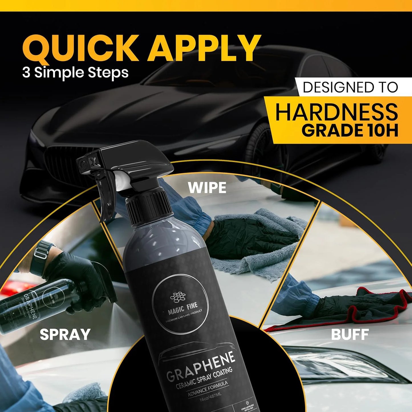 Graphene Ceramic Spray Coating Quick Easy for Cars Motorcycles Professional-Grade Sealant for Gloss Shine Waterless Wash Wax Peaceful Pleasures Health and Wellness