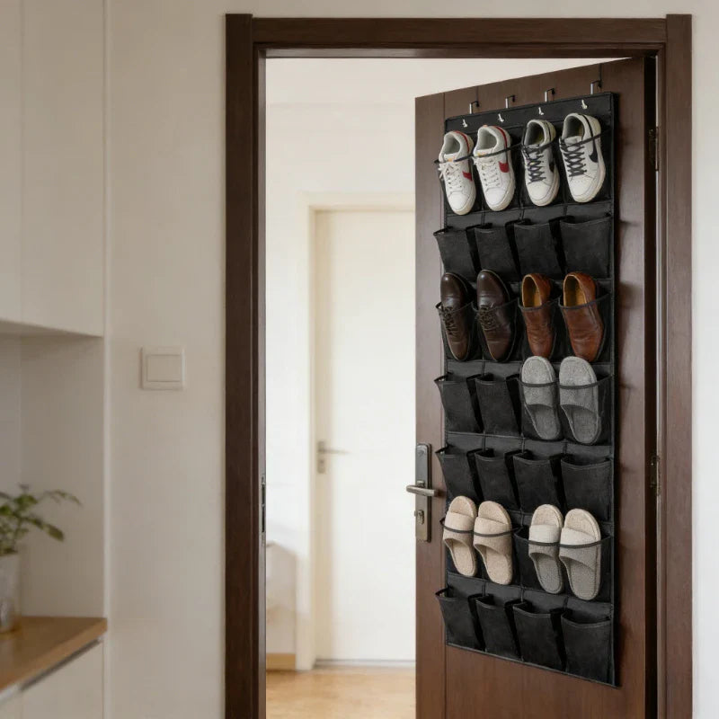 Over-the-Door Shoe Organizer – 24 Large Mesh Pockets