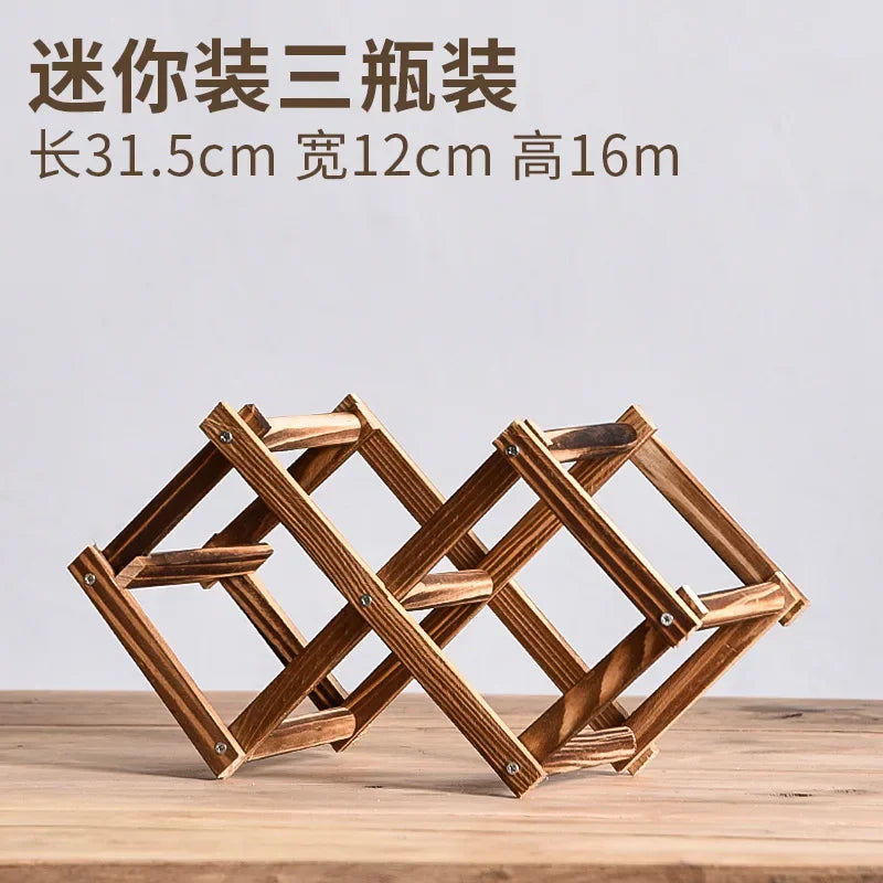 Wooden Double-layer Red Wine Display Piece Solid Wood Modern Minimalist Desktop Red Wine Display Rack Red Wine Display Rack Peaceful Pleasures Health and Wellness Brown 3 grids