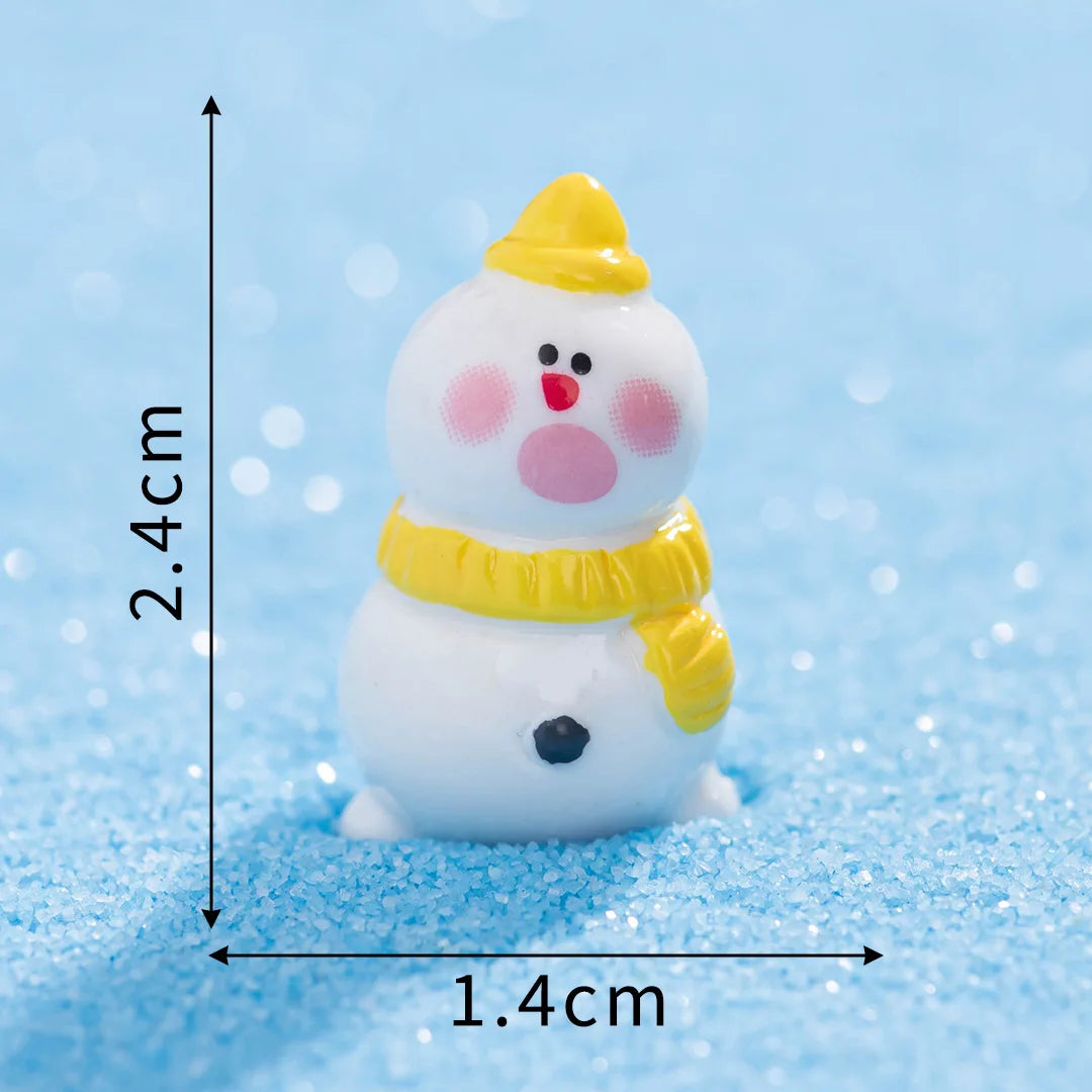 1PCS Mini Christmas Snowman Figurine Cartoon Snow Rabbit Micro Landscape Ornament Fairy Garden Home Decoration Accessories Peaceful Pleasures Health and Wellness 3 Yellow Snowman
