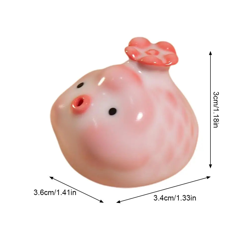 Ceramic Cherry Pink Bubble Fish Tea Pet Tea Statue Ornaments Workmanship Luxury Fish Tank Landscaping Tea Figurine Play Toys Peaceful Pleasures Health and Wellness