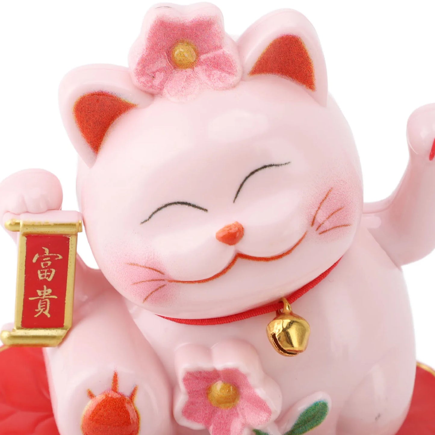 Lucky Cat Waving Arm Ornament ABS Solar Powered Light Induction