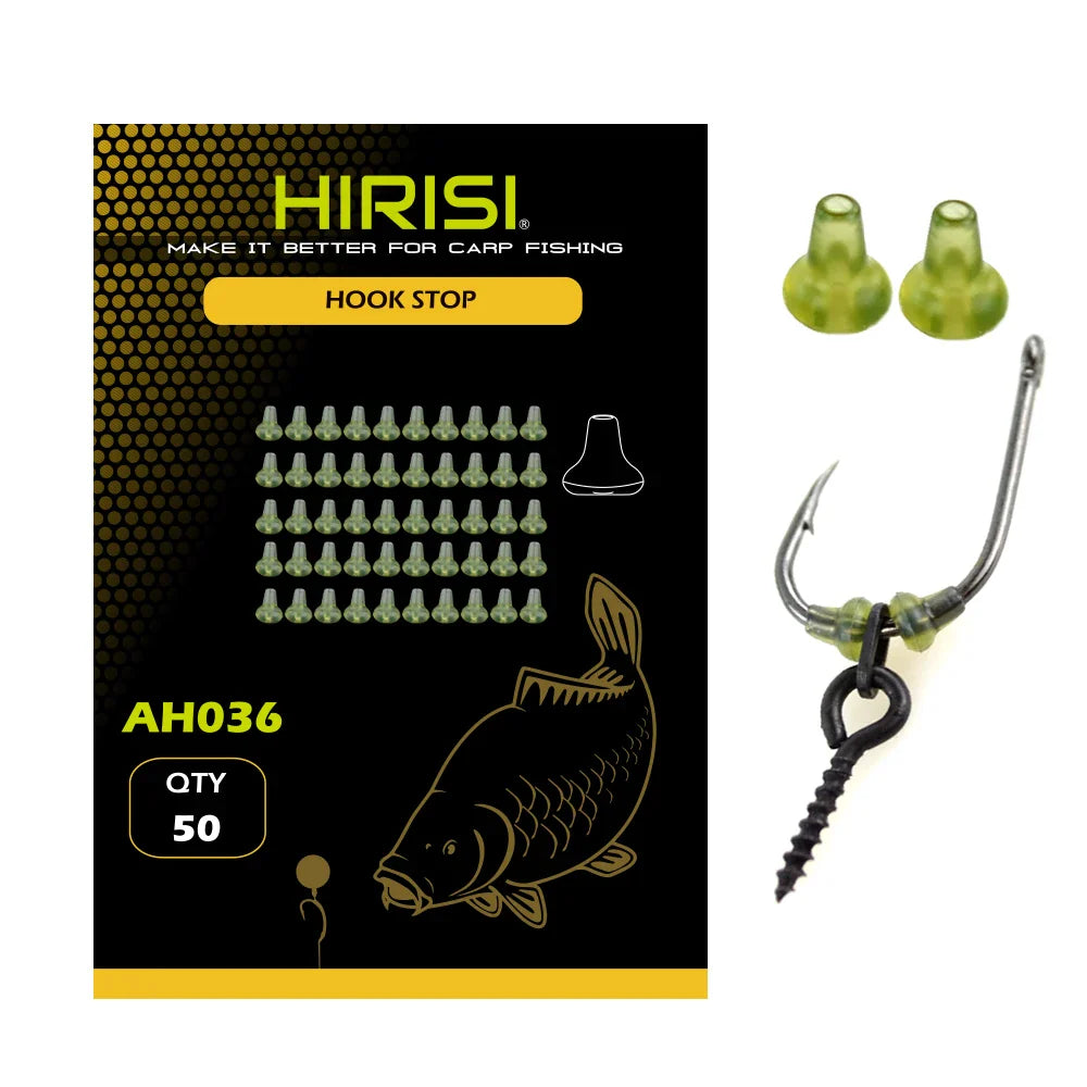 50-Pack Rubber Carp Fishing Hook Stoppers & Space Bead Buffer Beans