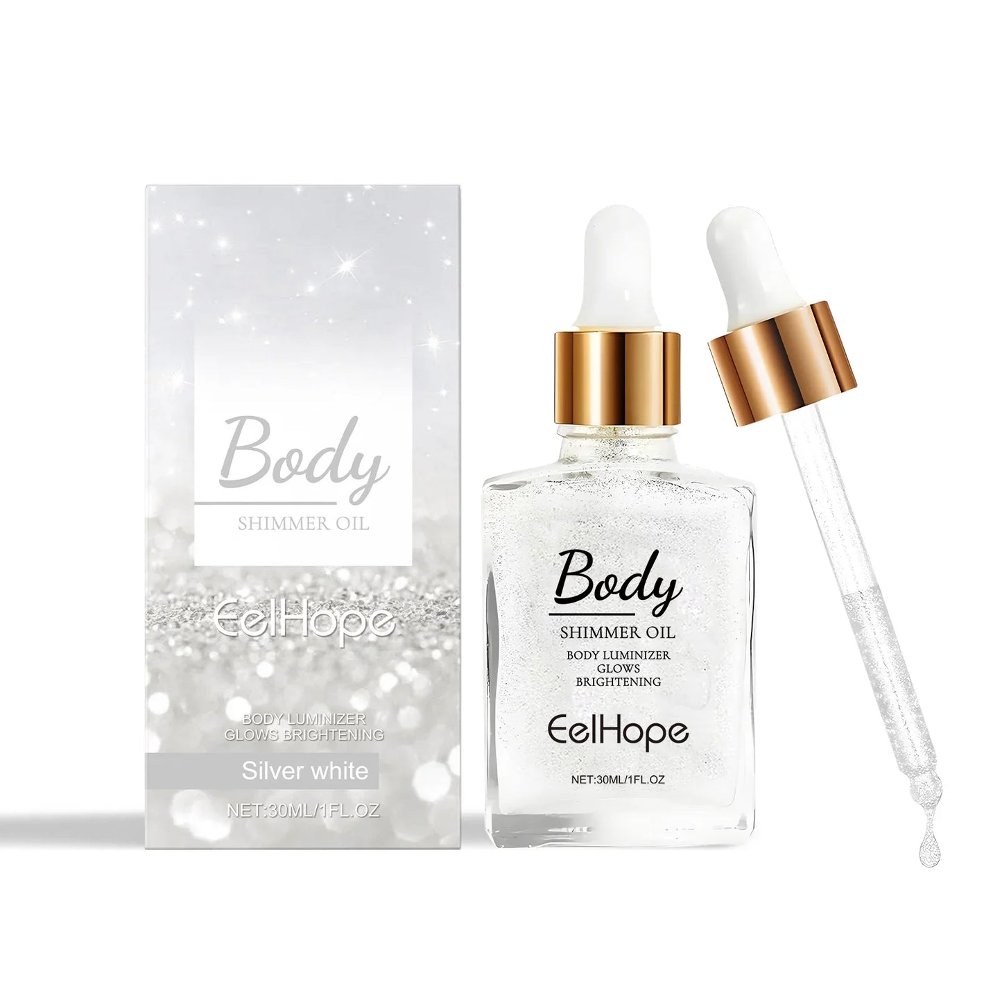 Body Shimmer Oil – Gold Highlighter Drops for Face & Body