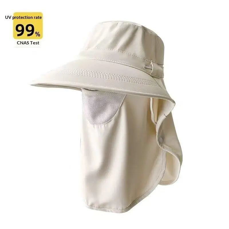 Women's Wide Brim UV Sun Hat | Face Cover & Neck Flap