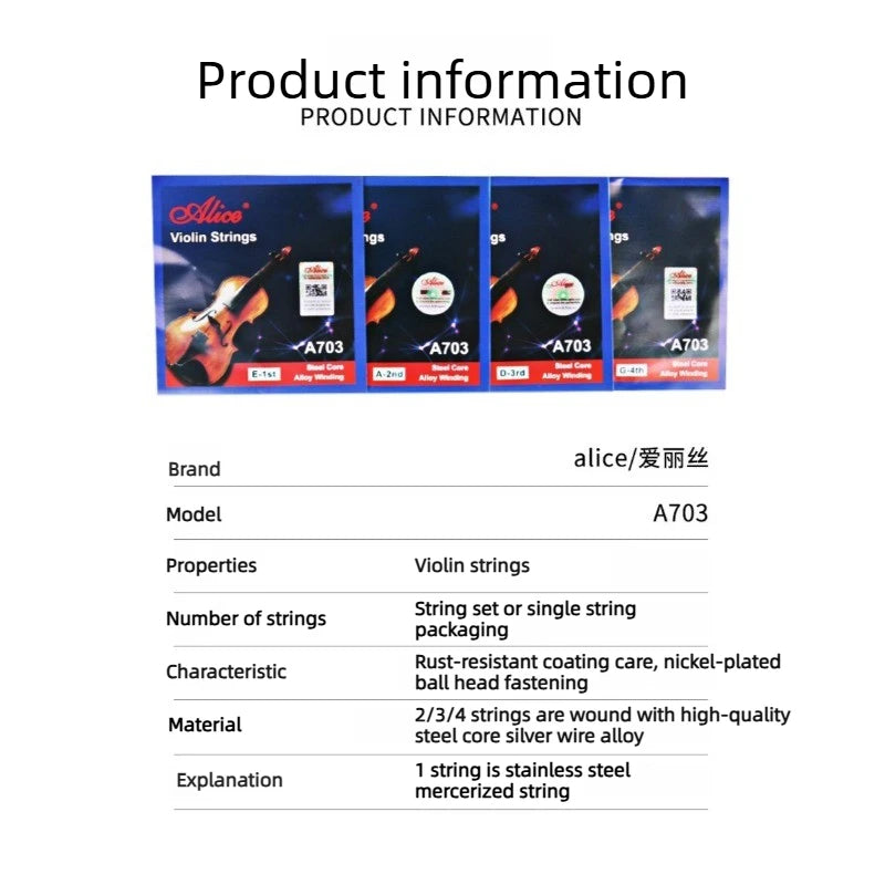 Alice A703 Violin String Strings Bulk 1-4 Accessories