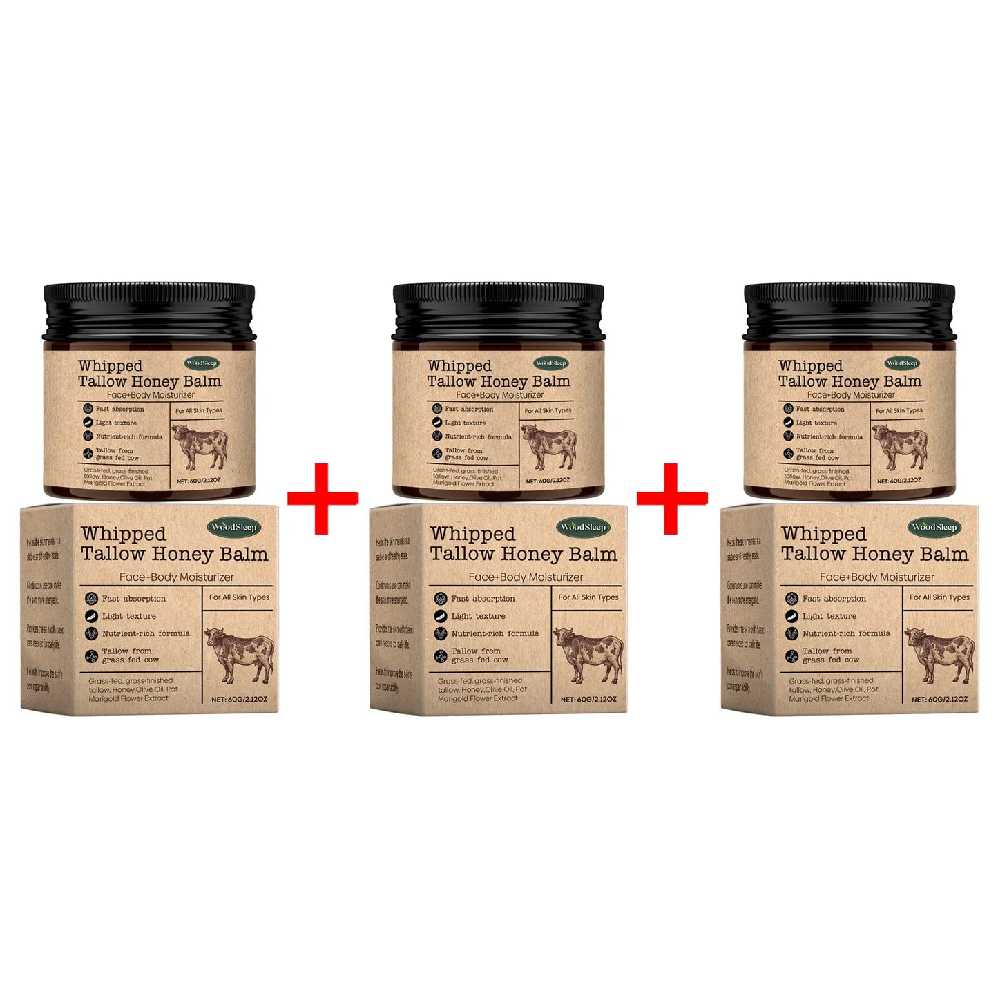 Whipped Beef Tallow & Honey Face Body Cream | WOODSLEEP 60g