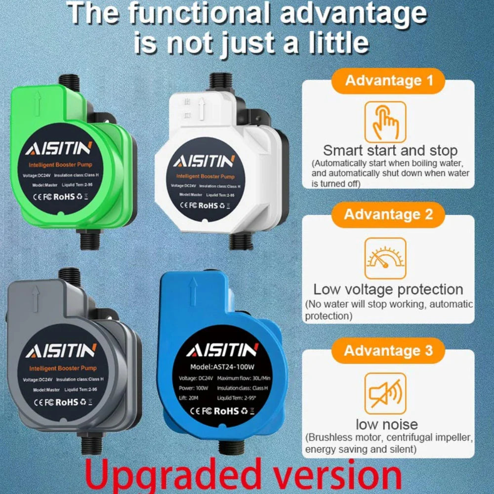 AISITIN 180W 24V Auto Booster Pump for Low Water Pressure Home