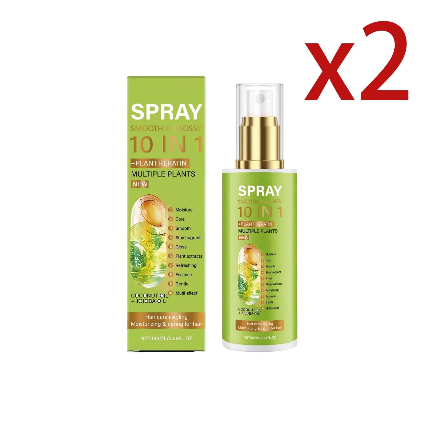 Plant Keratin Hair Care Spray Deep Moisturizing Improve Damaged Hair Quality Relieve Dryness Gloss Nourishing Hair Essence Spray Peaceful Pleasures Health and Wellness 2x100ml