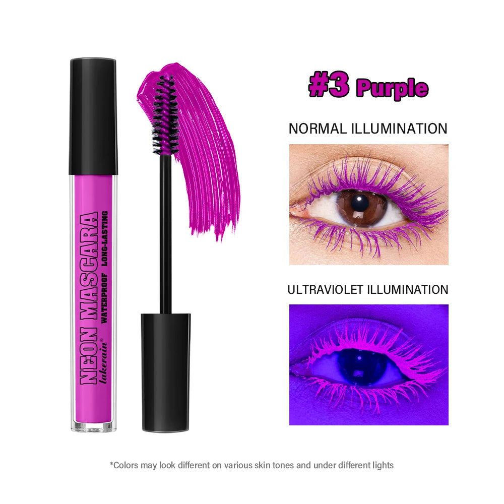 Color Mascara Thick Curl Waterproof Natural Eyelash Long Lasting Blue White Green Pink Luminousk Eye Makeup Korean Cosmetics Peaceful Pleasures Health and Wellness 3Purple