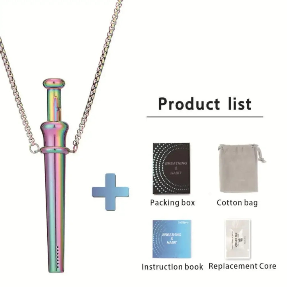 Anxiety Breathing Necklace Meditation Pendant for Stress Relief Natural Calm Quit Vaping Tool for Mindfulness Exercises Peaceful Pleasures Health and Wellness MultiColor Pro