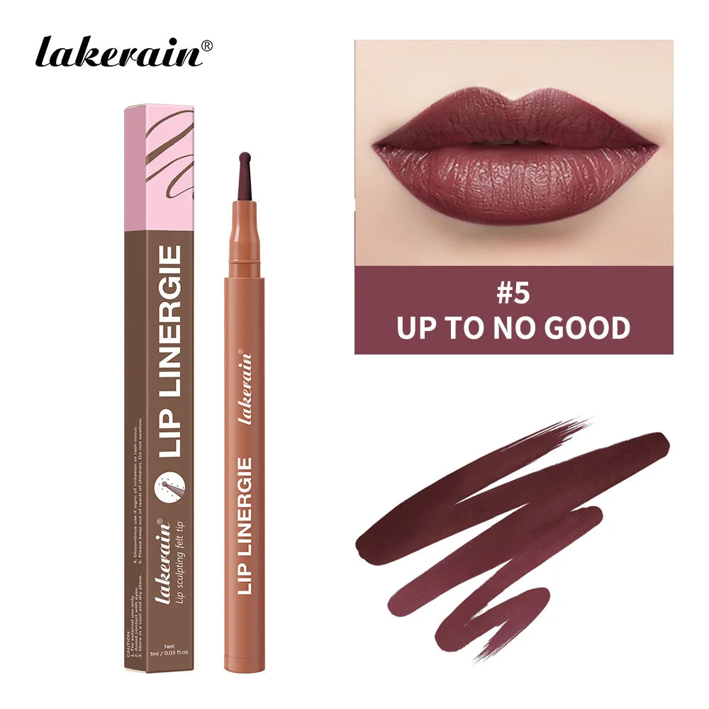 Lakerain Lip Liner Flexible Ballpoint Felt Tip Waterproof No Transfer & Smudges Long Lasting Lip Liner Stain 8 Color Lips Makeup Peaceful Pleasures Health and Wellness UP TO NO GOOD