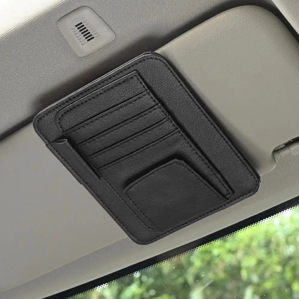 Car Sun Visor Organizer for Business Cards & Sunglasses Peaceful Pleasures Health and Wellness black